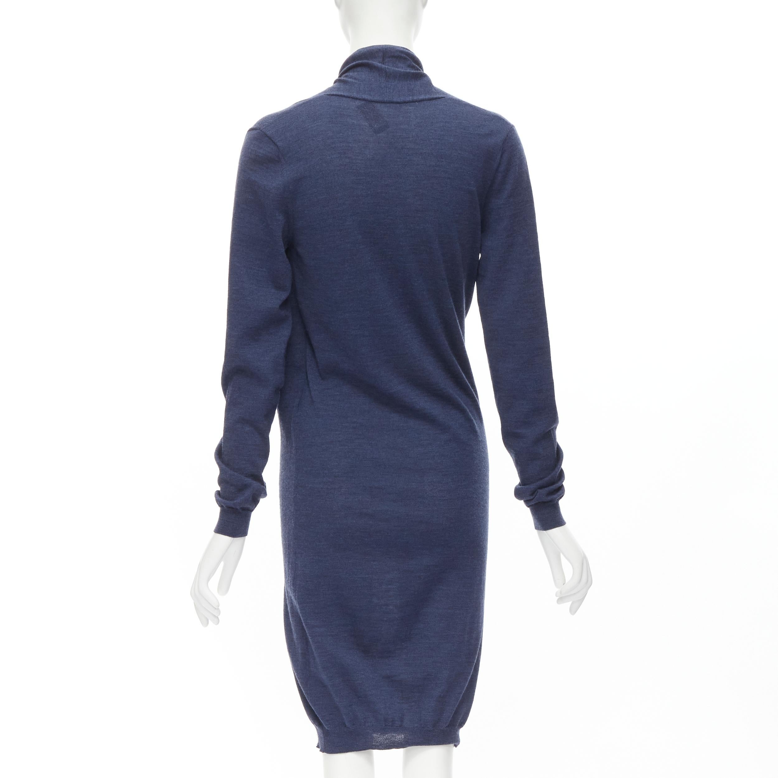 LANVIN Alber Elbaz Les 10 Ans 100% wool wrap neckline knitted dress S 2