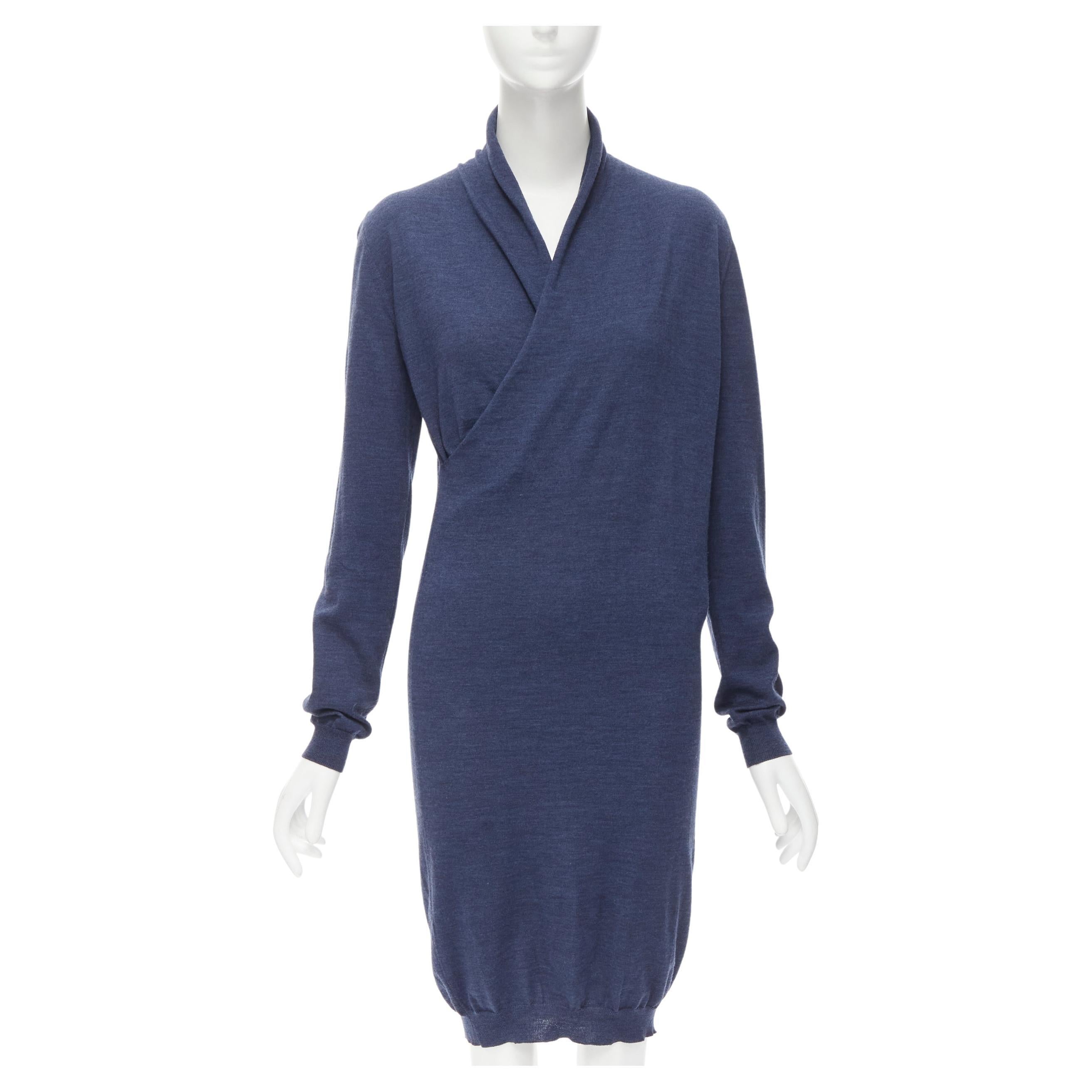 LANVIN Alber Elbaz Les 10 Ans 100% wool wrap neckline knitted dress S