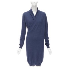 LANVIN Alber Elbaz Les 10 Ans 100% wool wrap neckline knitted dress S
