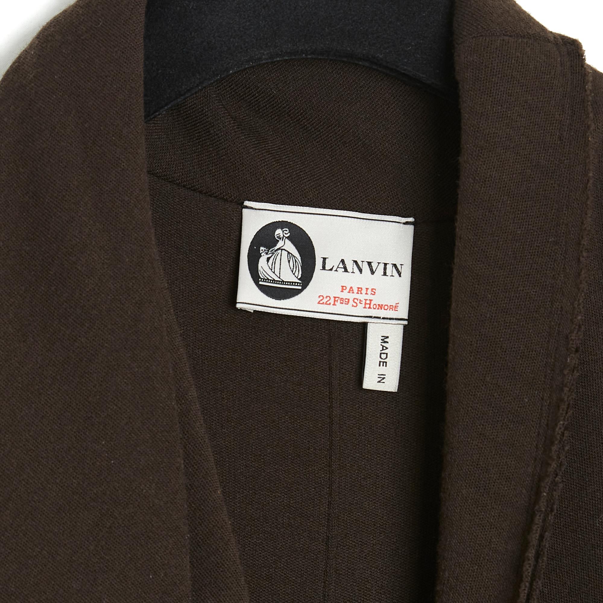 Femenino o masculino Lanvin Alber Elbaz Manteau FR38 Abrigo con pliegues de jersey de lana marrón UK10 US8 en venta