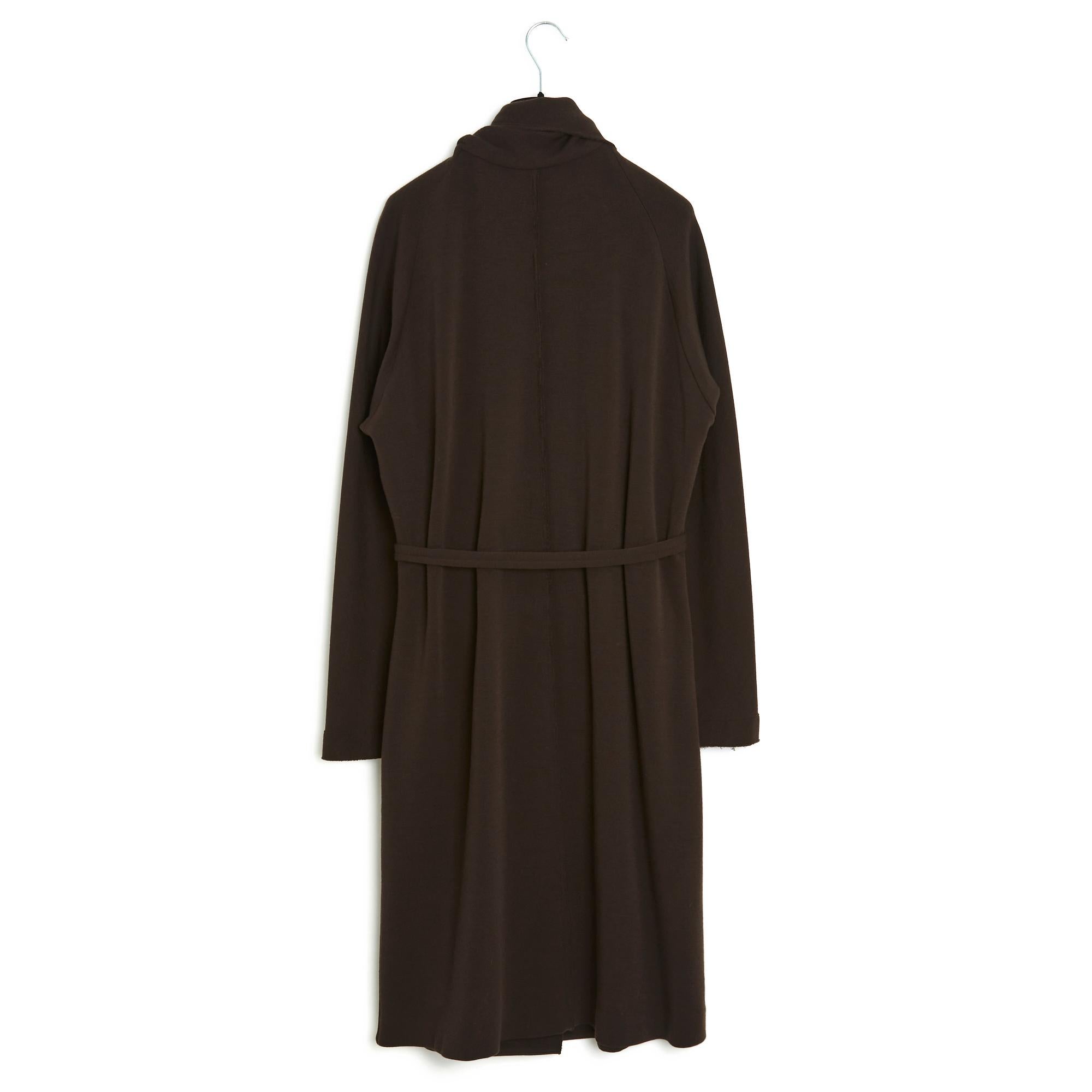 Lanvin Alber Elbaz Manteau FR38 Abrigo con pliegues de jersey de lana marrón UK10 US8 en venta 1