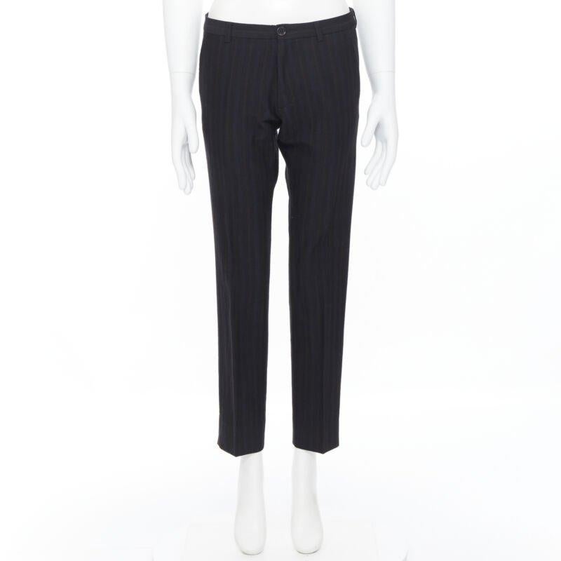 Black LANVIN ALBER ELBAZ mohair wool black satin side trimmed tuxedo trousers FR44 For Sale