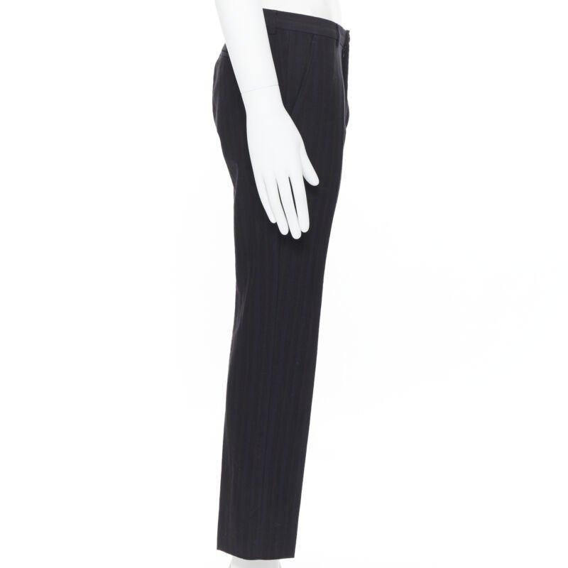 Men's LANVIN ALBER ELBAZ mohair wool black satin side trimmed tuxedo trousers FR44 For Sale