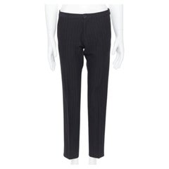 LANVIN ALBER ELBAZ mohair wool black satin side trimmed tuxedo trousers FR44