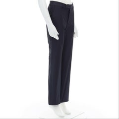 LANVIN ALBER ELBAZ navy blue polyester trimmed pocket dress pants FR44 XS