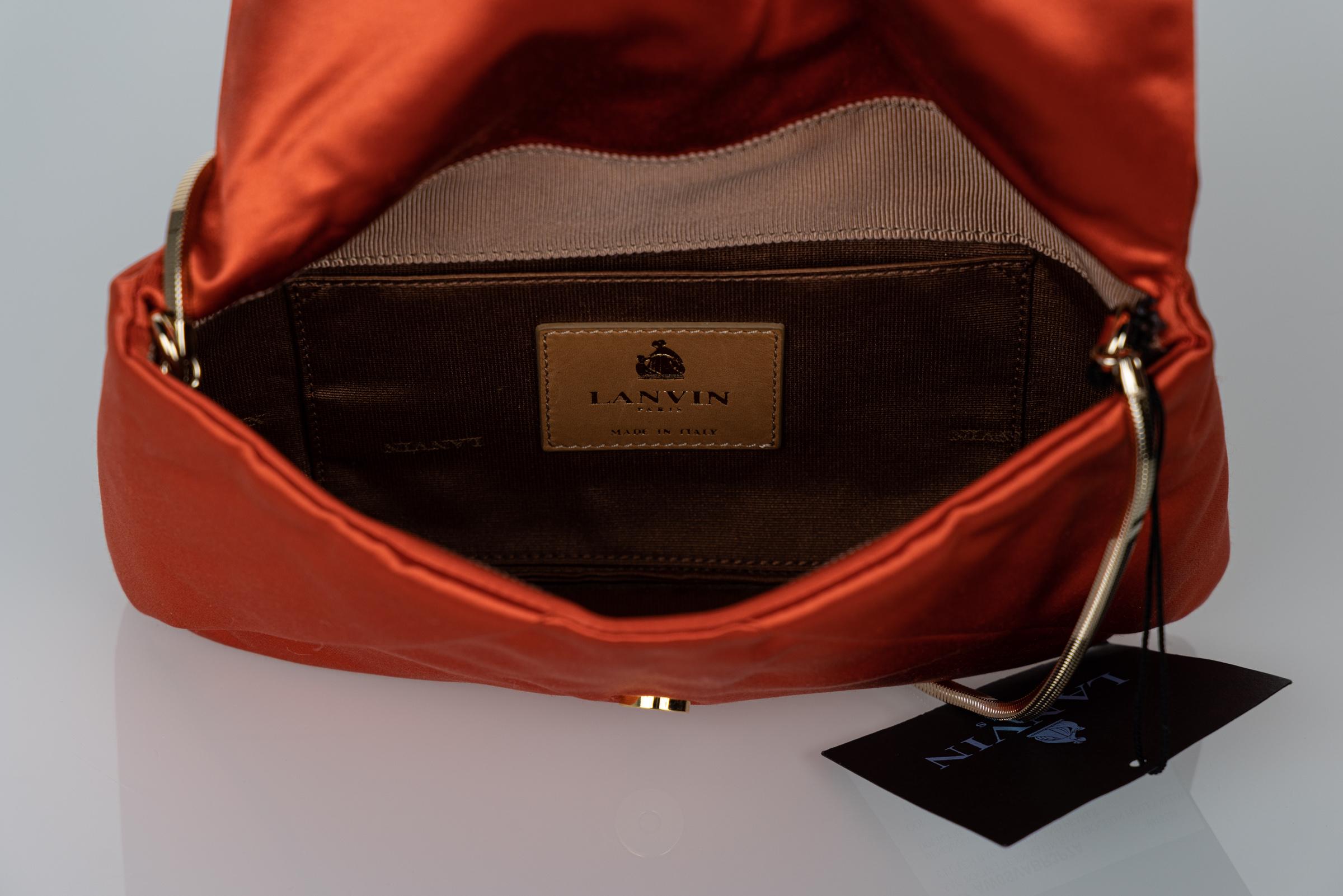 Lanvin Alber Elbaz Orange Satin Jewel Embellished Shoulder Bag/ Clutch 3