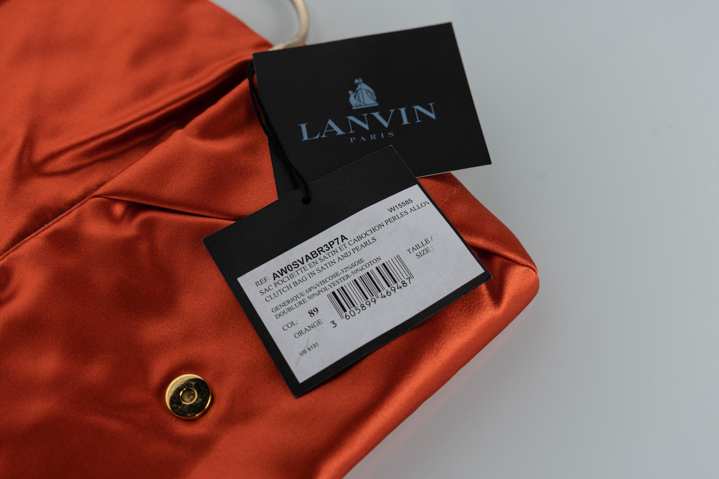 Lanvin Alber Elbaz Orange Satin Jewel Embellished Shoulder Bag/ Clutch 4