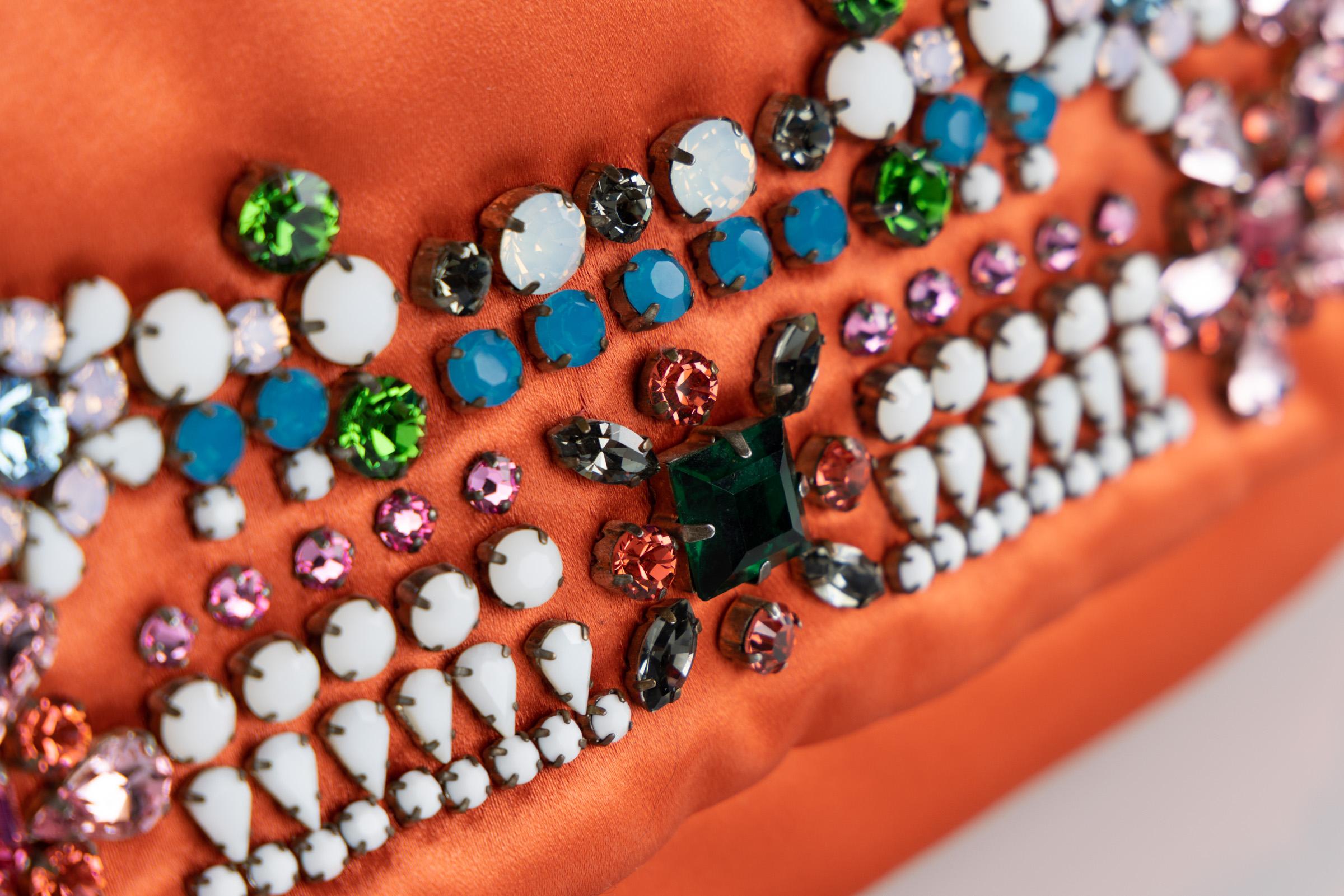 Women's or Men's Lanvin Alber Elbaz Orange Satin Jewel Embellished Shoulder Bag/ Clutch