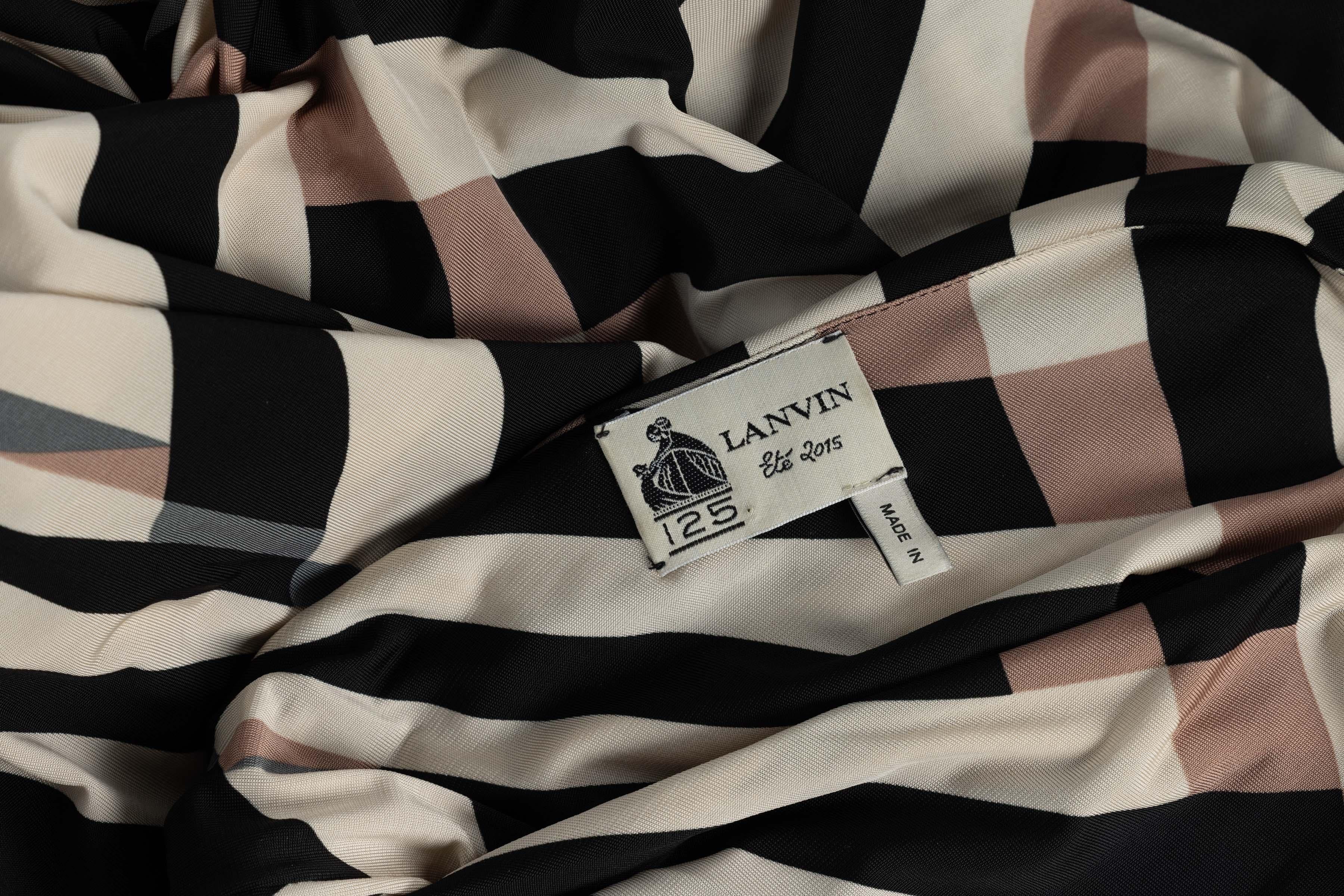 Lanvin  Alber Elbaz Spring 2015 One Shoulder Chevron Striped Jersey Dress For Sale 6