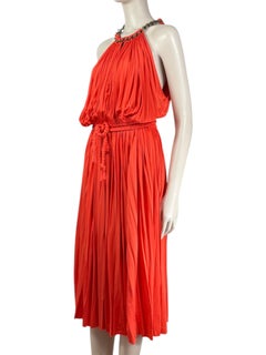 Lanvin Alber Elbaz Summer 2014 Orange pleated dress
