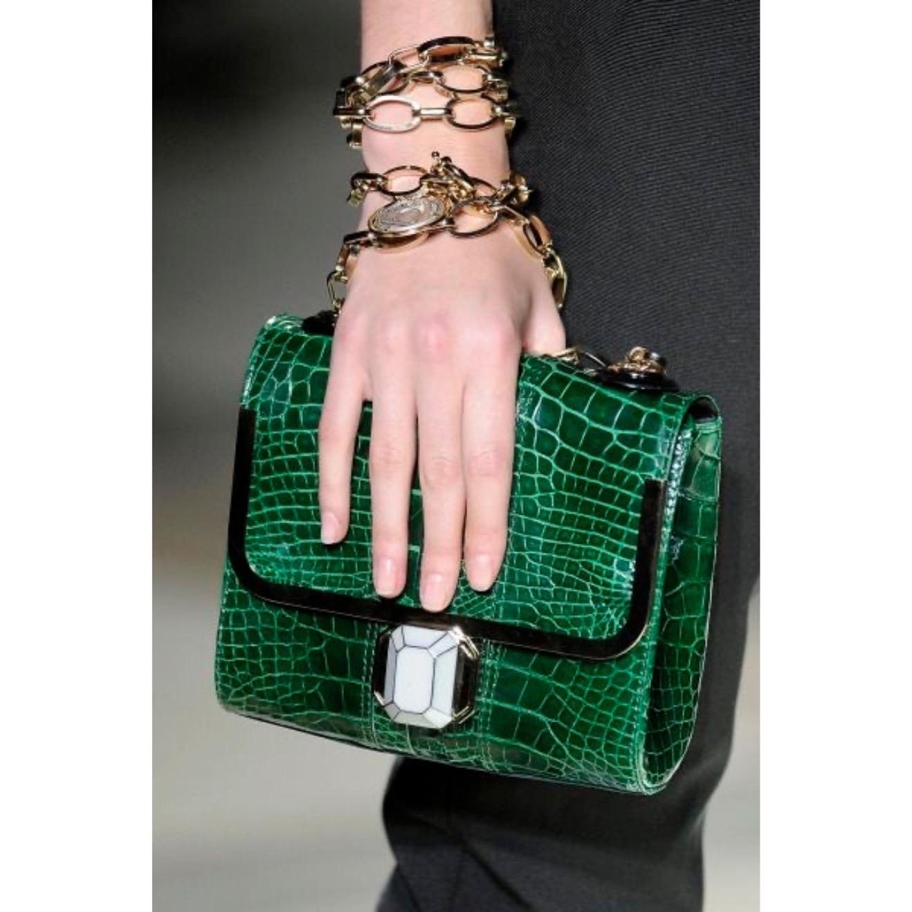 Lanvin Alber Elbaz Turquoise Red Crocodile Effect Woven Chain Bag Spring 2009 For Sale 8