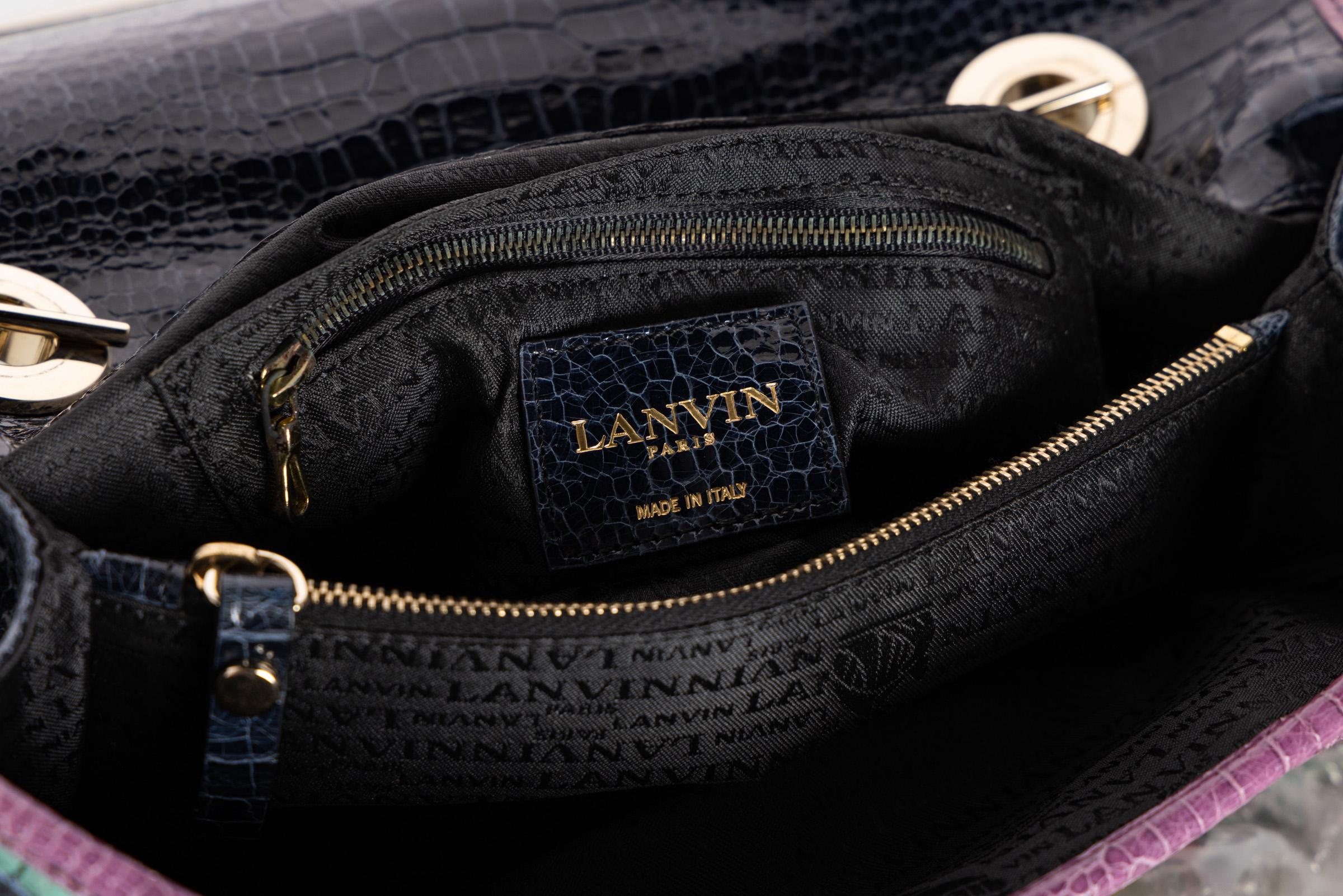 Lanvin Alber Elbaz Turquoise Red Crocodile Effect Woven Chain Bag Spring 2009 For Sale 4