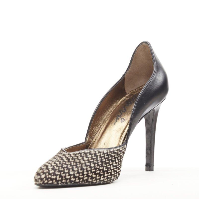LANVIN Alber Elbaz Vintage printed calf hair scalloped top line pump EU37 In Excellent Condition For Sale In Hong Kong, NT