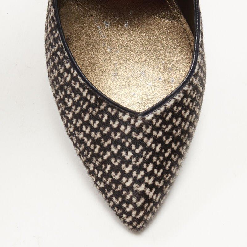 LANVIN Alber Elbaz Vintage printed calf hair scalloped top line pump EU37 For Sale 1