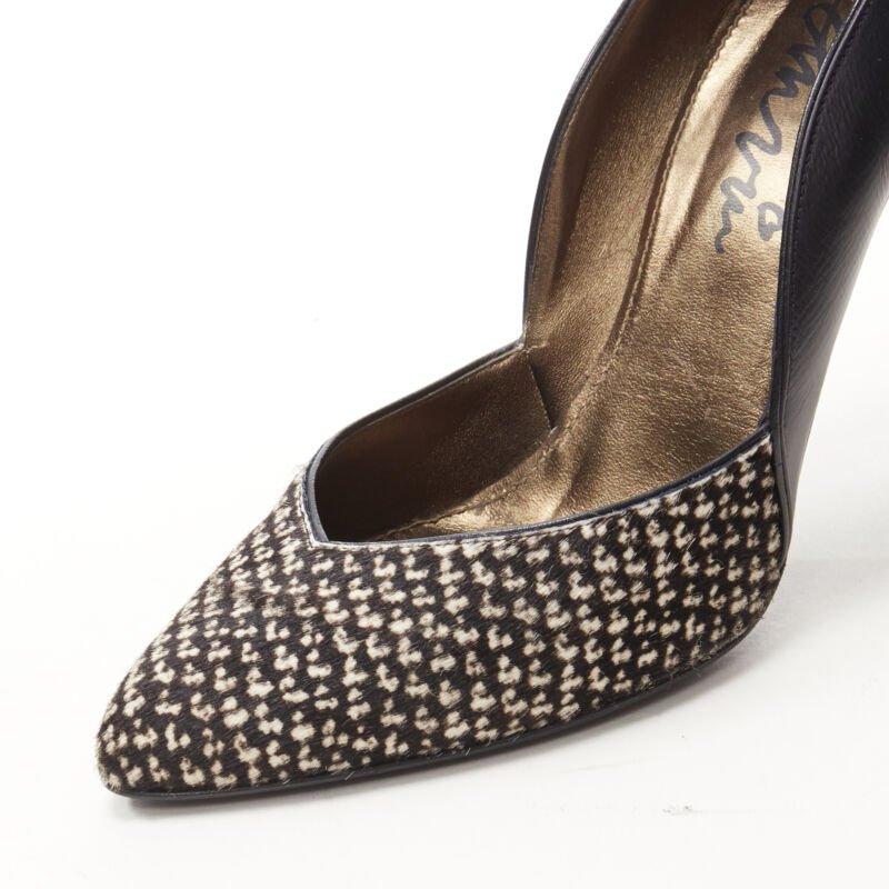 LANVIN Alber Elbaz Vintage printed calf hair scalloped top line pump EU37 For Sale 2