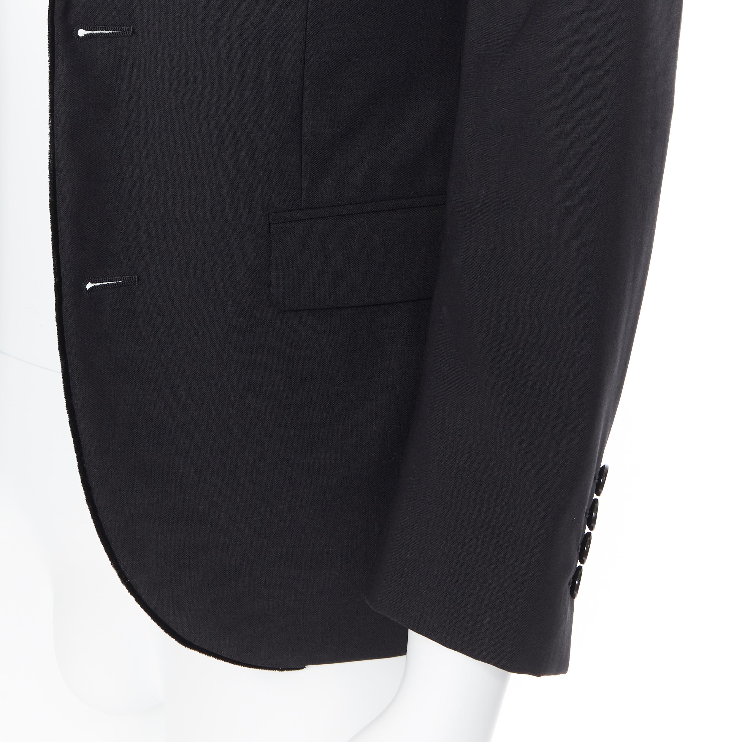 LANVIN ALBER ELBAZ wool blend black velvet peak lapel formal blazer jacket FR44 2