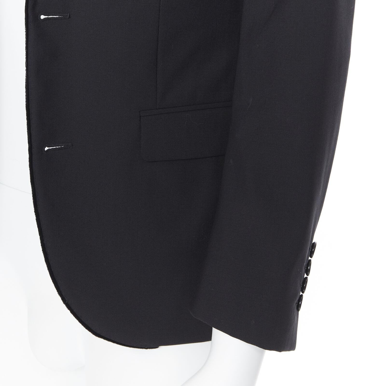 LANVIN ALBER ELBAZ wool blend black velvet peak lapel formal blazer jacket FR44 For Sale 5