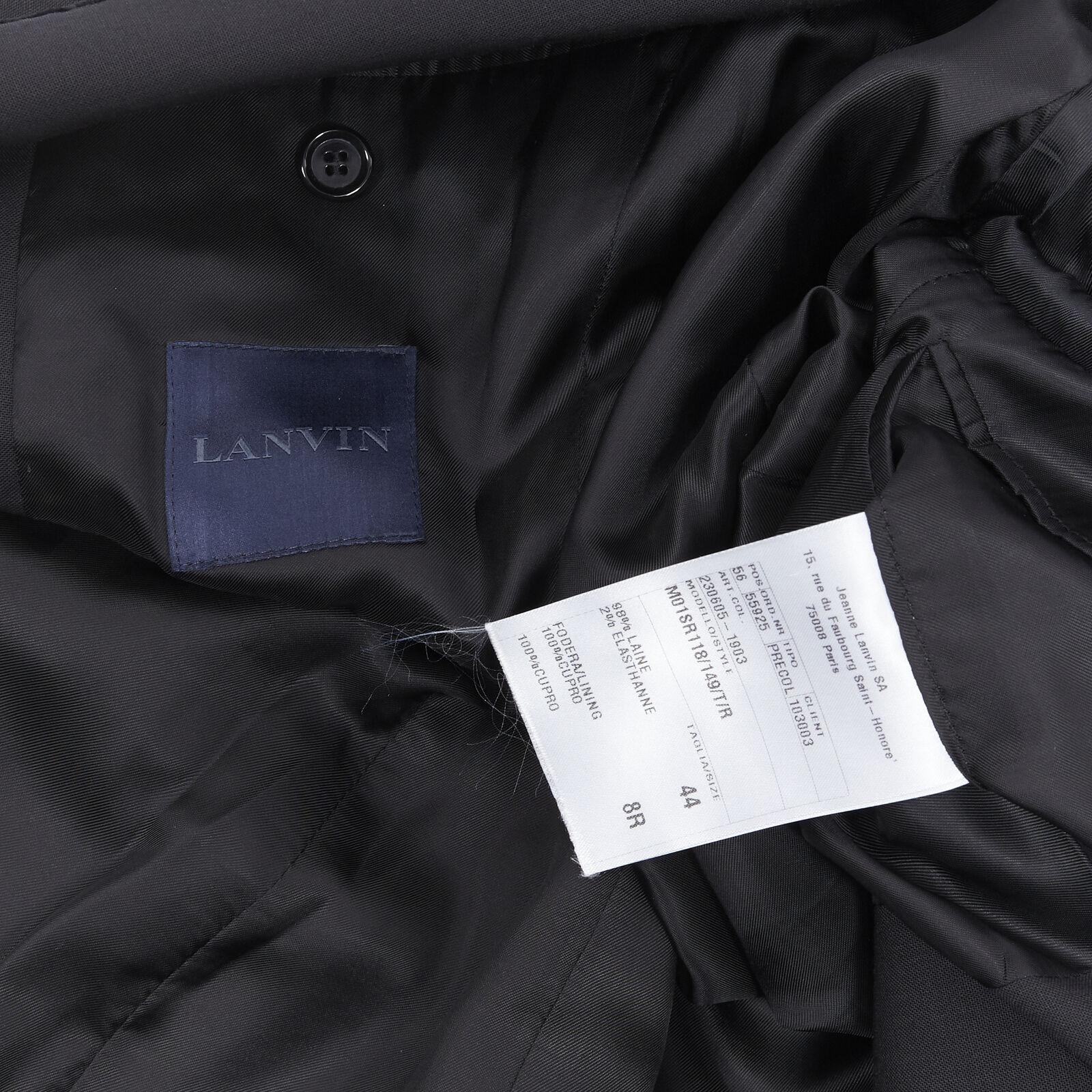 LANVIN ALBER ELBAZ wool blend black velvet peak lapel formal blazer jacket FR44 For Sale 6