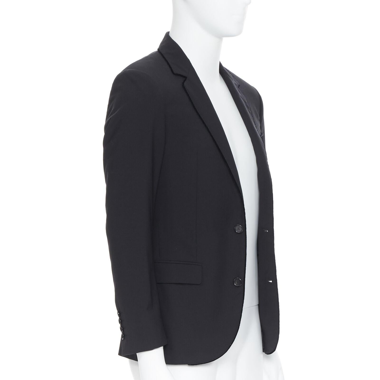 LANVIN ALBER ELBAZ wool blend black velvet peak lapel formal blazer jacket FR44 In Excellent Condition For Sale In Hong Kong, NT