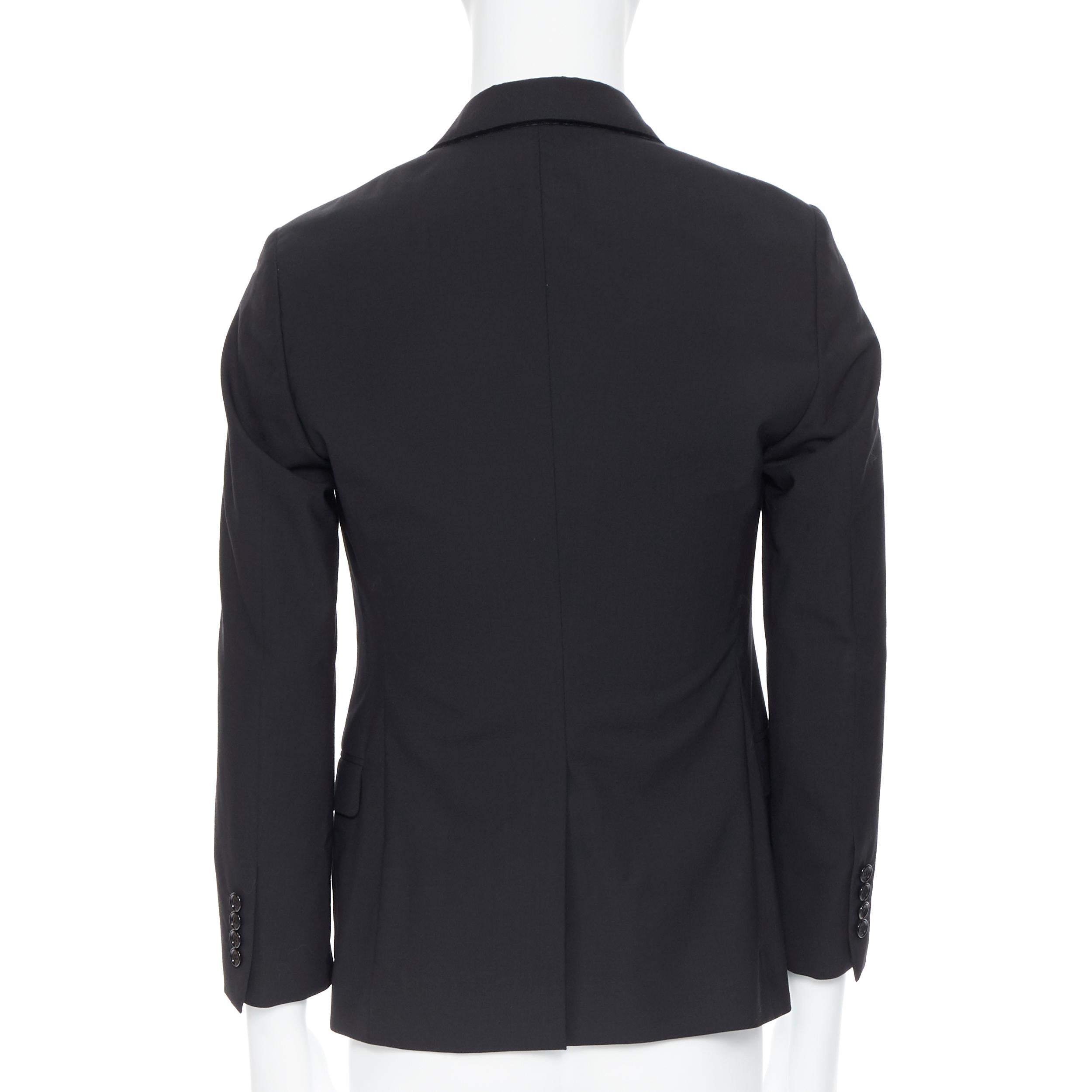 Black LANVIN ALBER ELBAZ wool blend black velvet peak lapel formal blazer jacket FR44