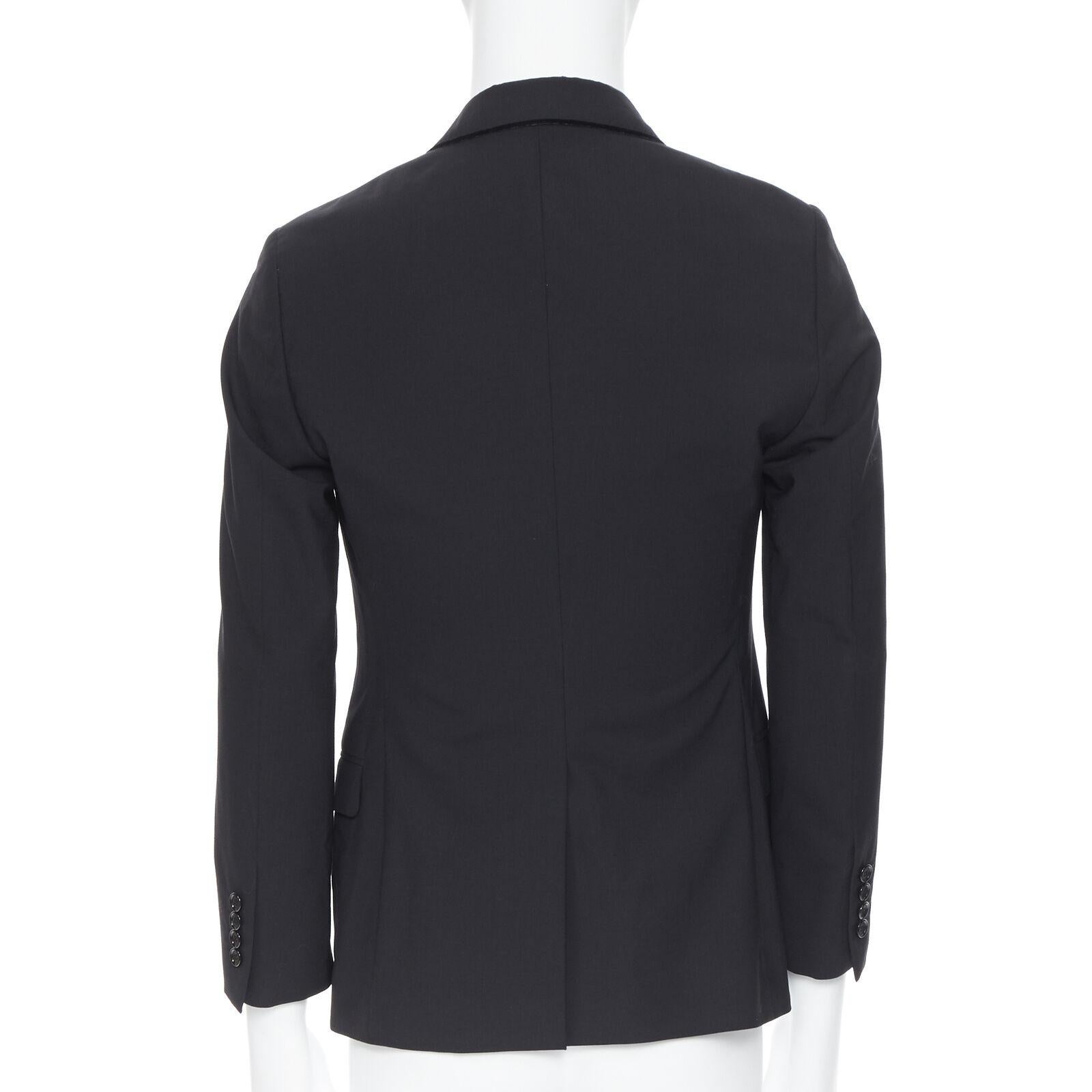 LANVIN ALBER ELBAZ wool blend black velvet peak lapel formal blazer jacket FR44 For Sale 1
