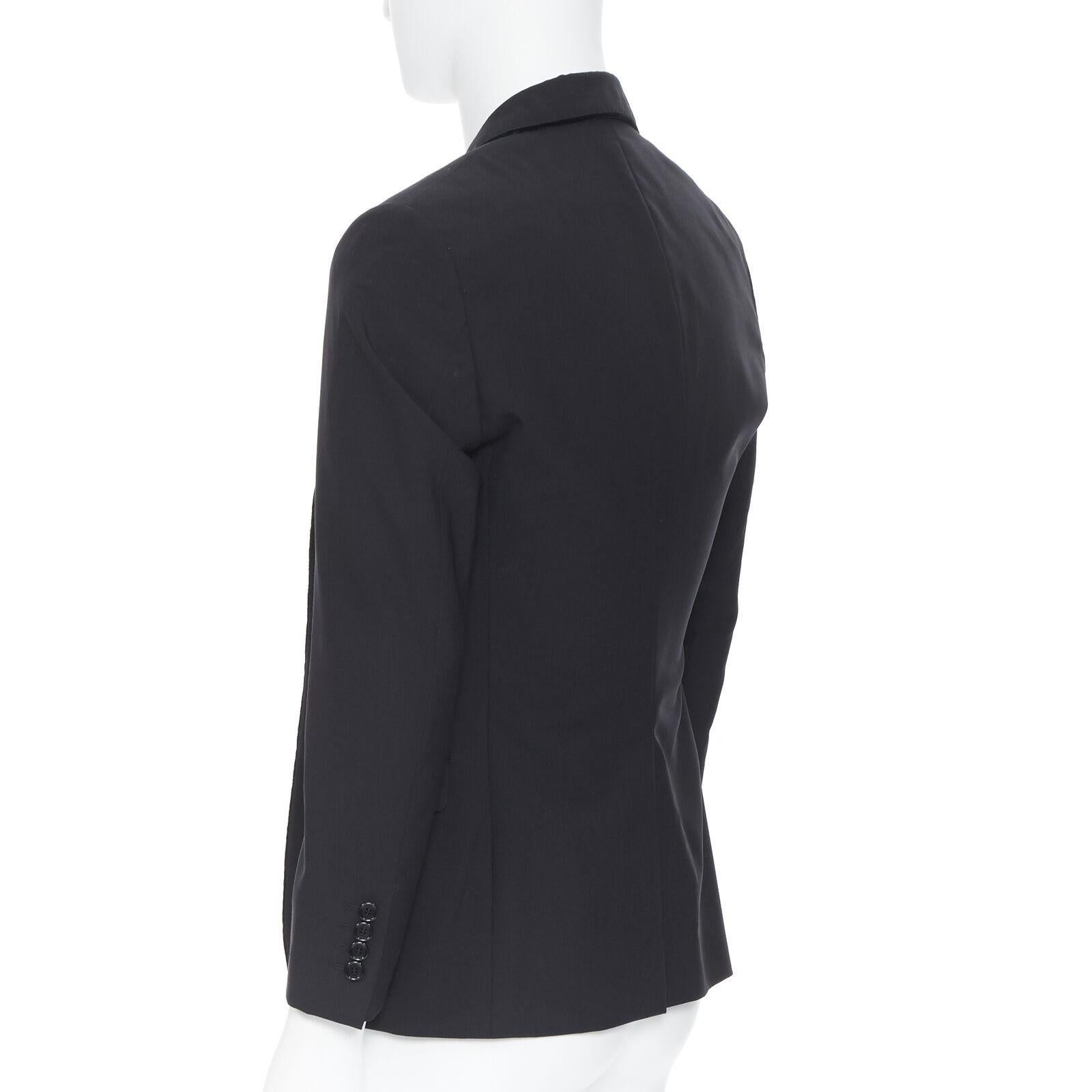LANVIN ALBER ELBAZ wool blend black velvet peak lapel formal blazer jacket FR44 For Sale 2