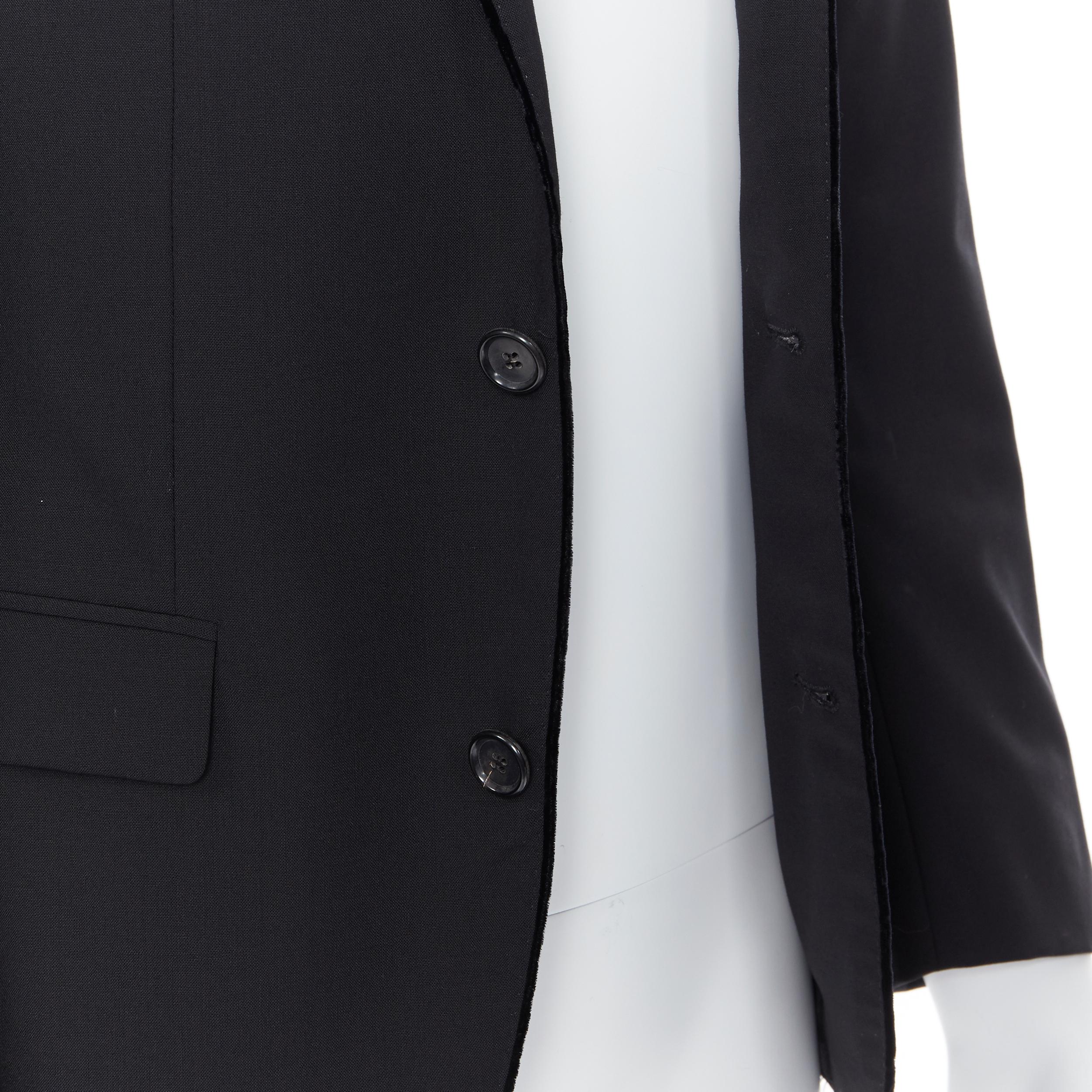 Men's LANVIN ALBER ELBAZ wool blend black velvet peak lapel formal blazer jacket FR44