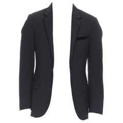 LANVIN ALBER ELBAZ Wollmischung Schwarzer Samt Spitzenrevers formelle Blazer Jacke FR44