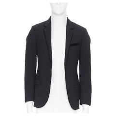 LANVIN ALBER ELBAZ Wollmischung Schwarzer Samt Spitzenrevers formelle Blazer Jacke FR44