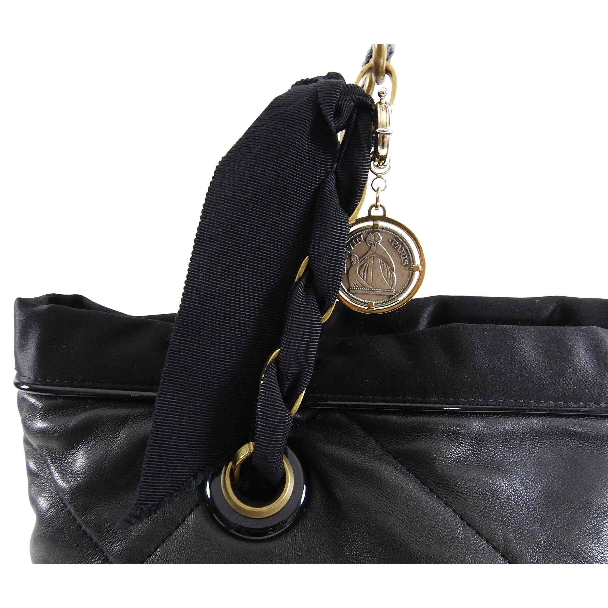 Lanvin Amalia Cabas Black Leather Chain Strap Medium Tote Bag 1