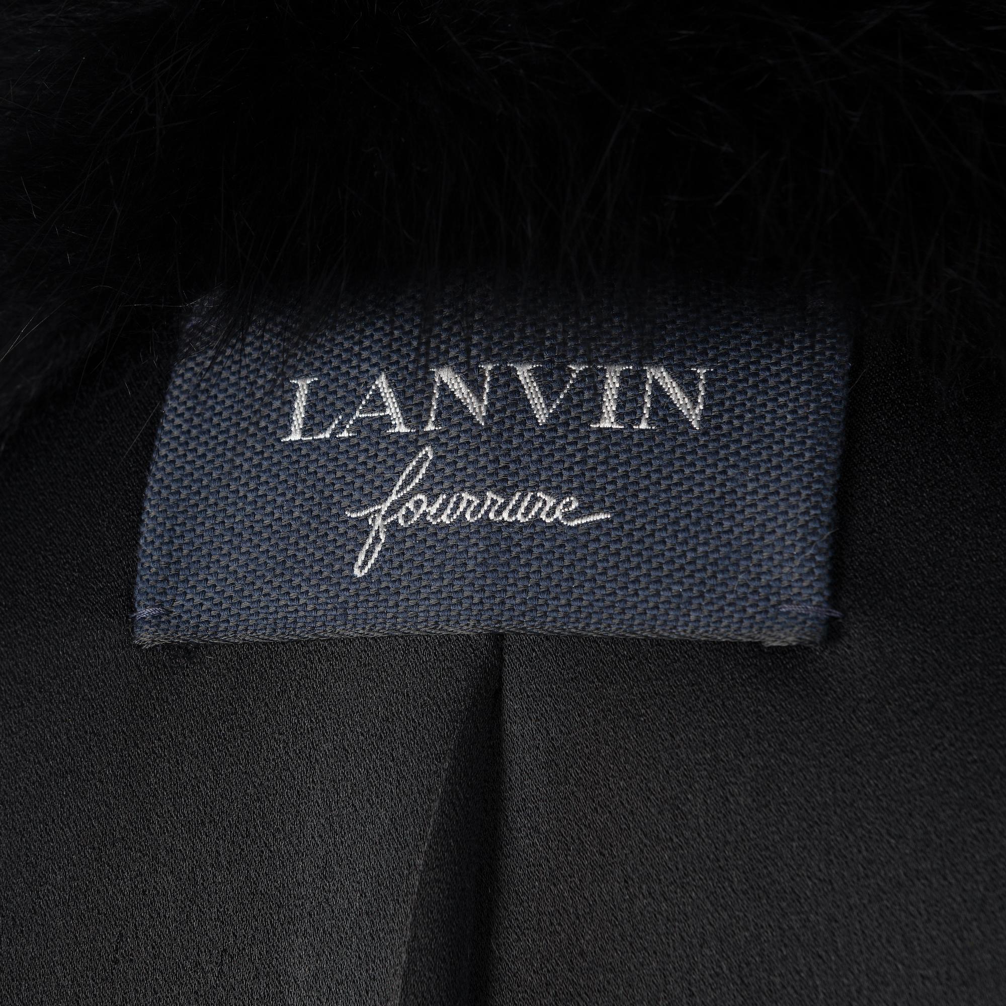 Lanvin Animal Print Fur Collared Coat In Excellent Condition For Sale In London, GB