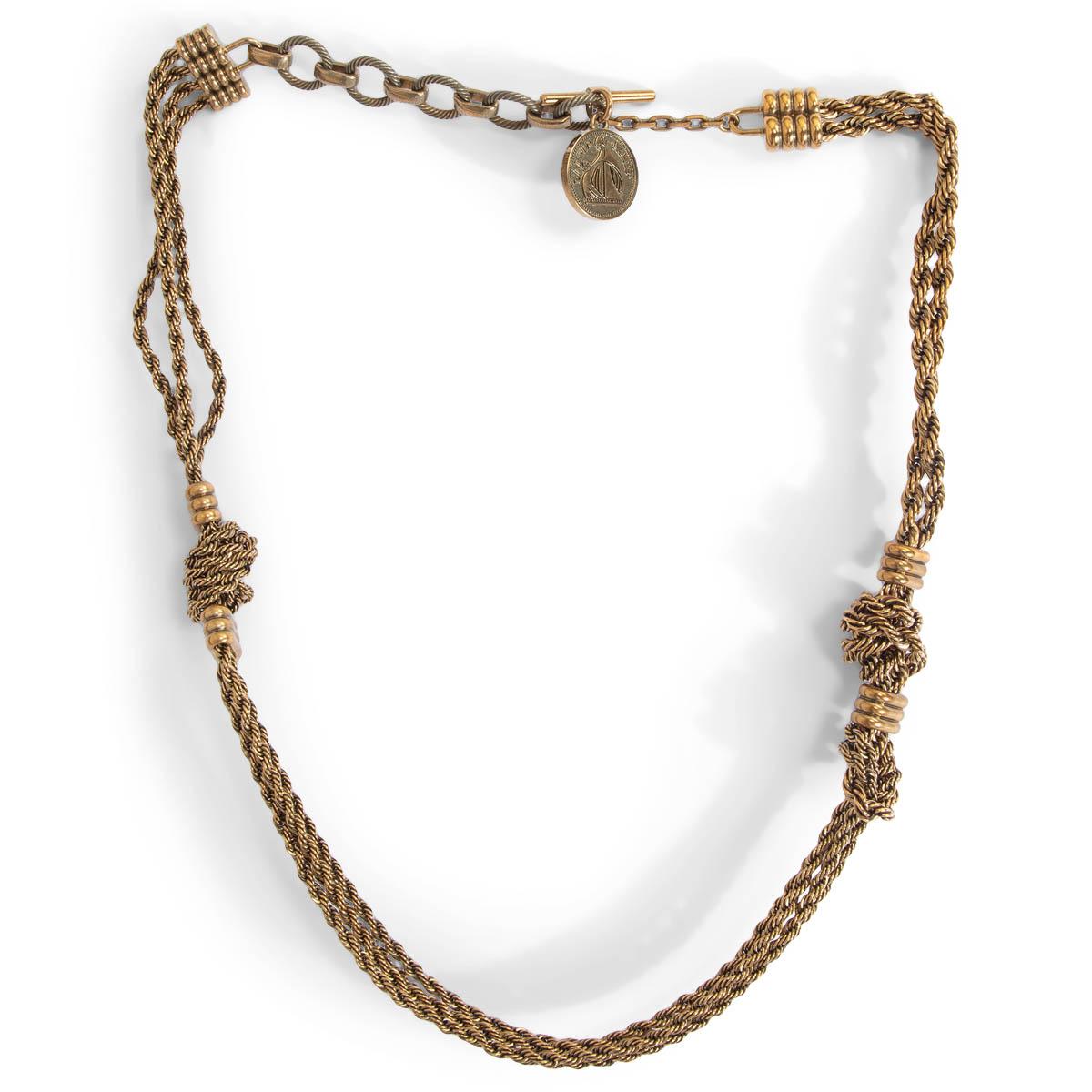 LANVIN antique gold brass KNOTTE CHAIN Necklace 1