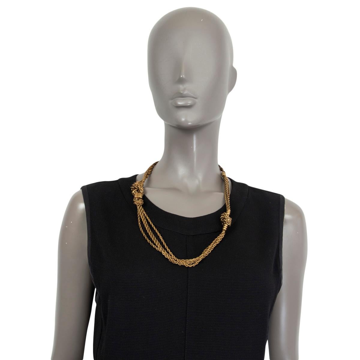 LANVIN antique gold brass KNOTTE CHAIN Necklace 3