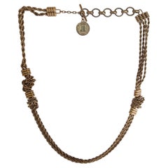 LANVIN antique gold brass KNOTTE CHAIN Necklace
