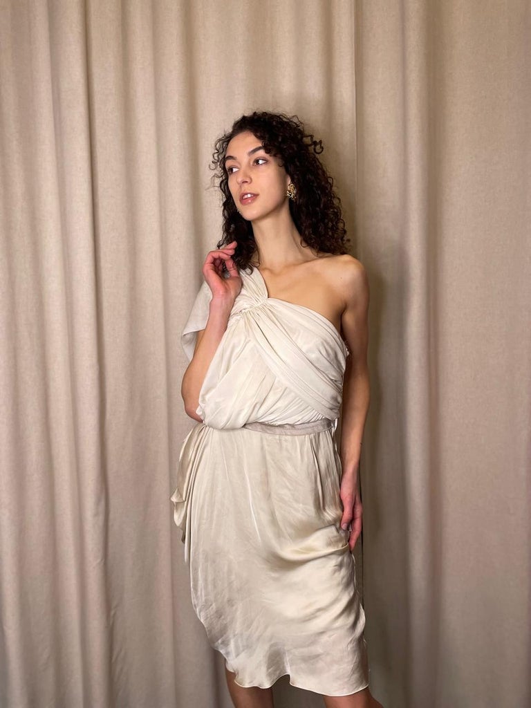 lanvin one shoulder dress Lanvin Spring 2011 Red Silk One Shoulder Maxi Goddess Tribute Dress 36 Runway