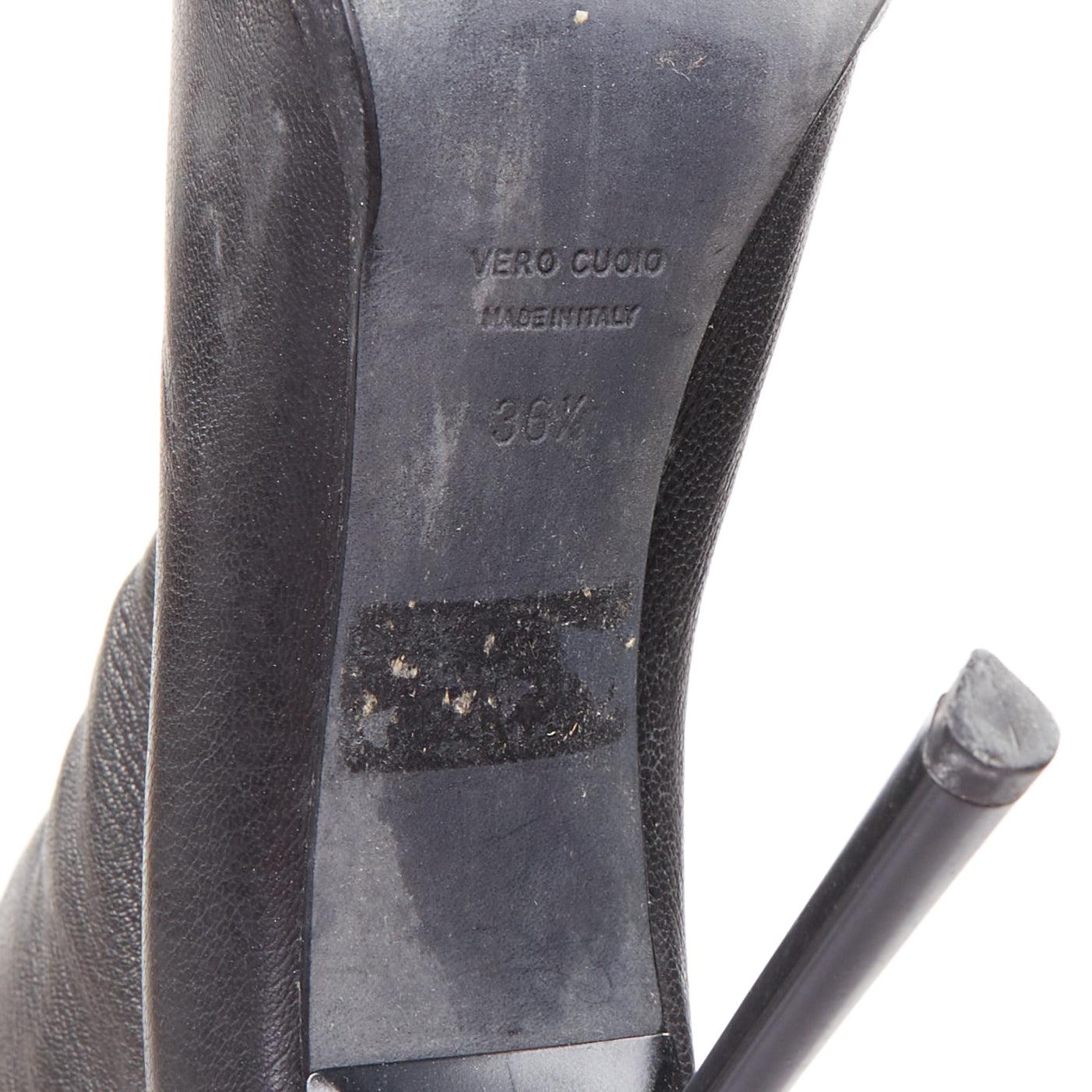 LANVIN AW11 Runway leather sculpted point toe stiletto ankle boots EU36.5 For Sale 5