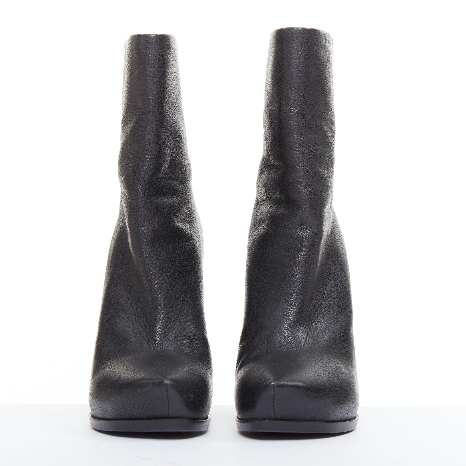 Black LANVIN AW11 Runway leather sculpted point toe stiletto ankle boots EU36.5 For Sale