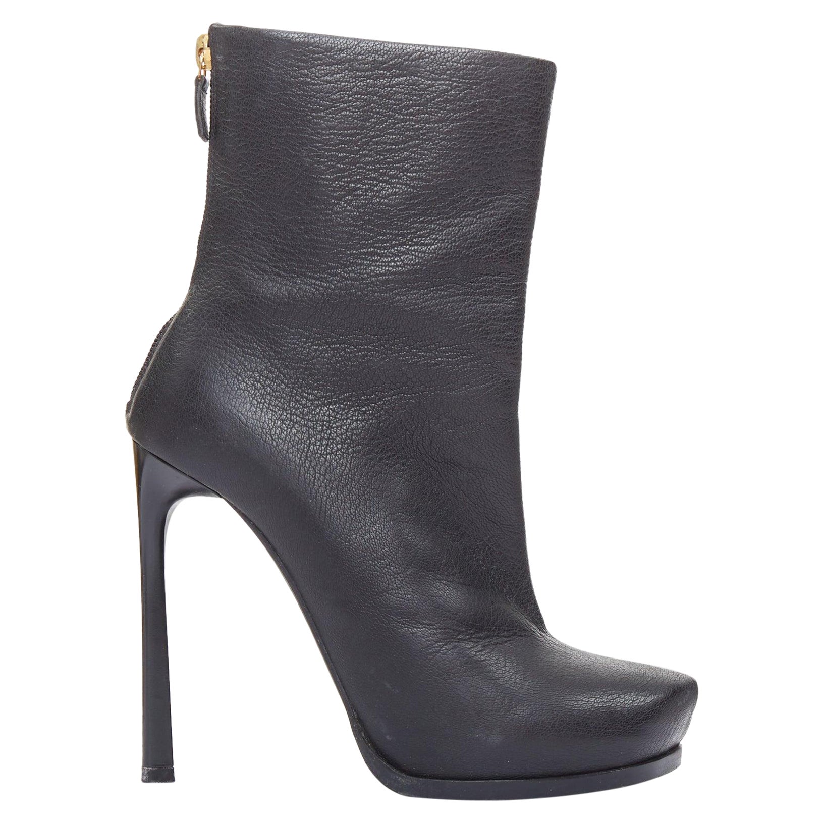 LANVIN AW11 Runway leather sculpted point toe stiletto ankle boots EU36.5 For Sale