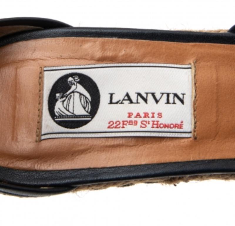 Lanvin Beige/Brown Python Embossed Leather Platform Wedge Sandals Size 37 For Sale 2