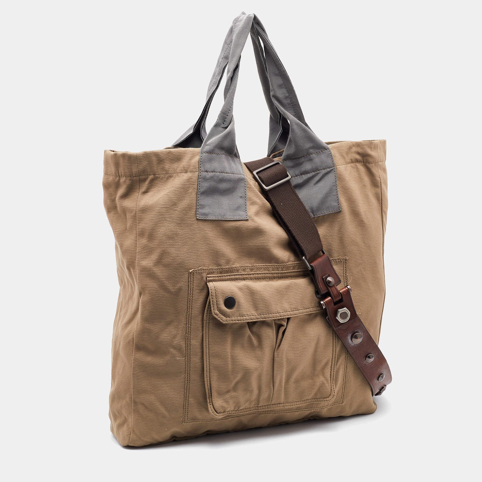 Brown Lanvin Beige/Grey Fabric Shopper Tote