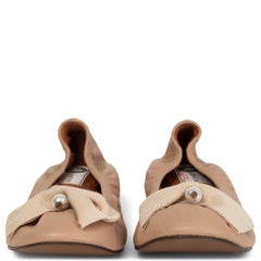 LANVIN beige leather BOE & PEARL EMBELLISHED BALLET Flats Shoes 42