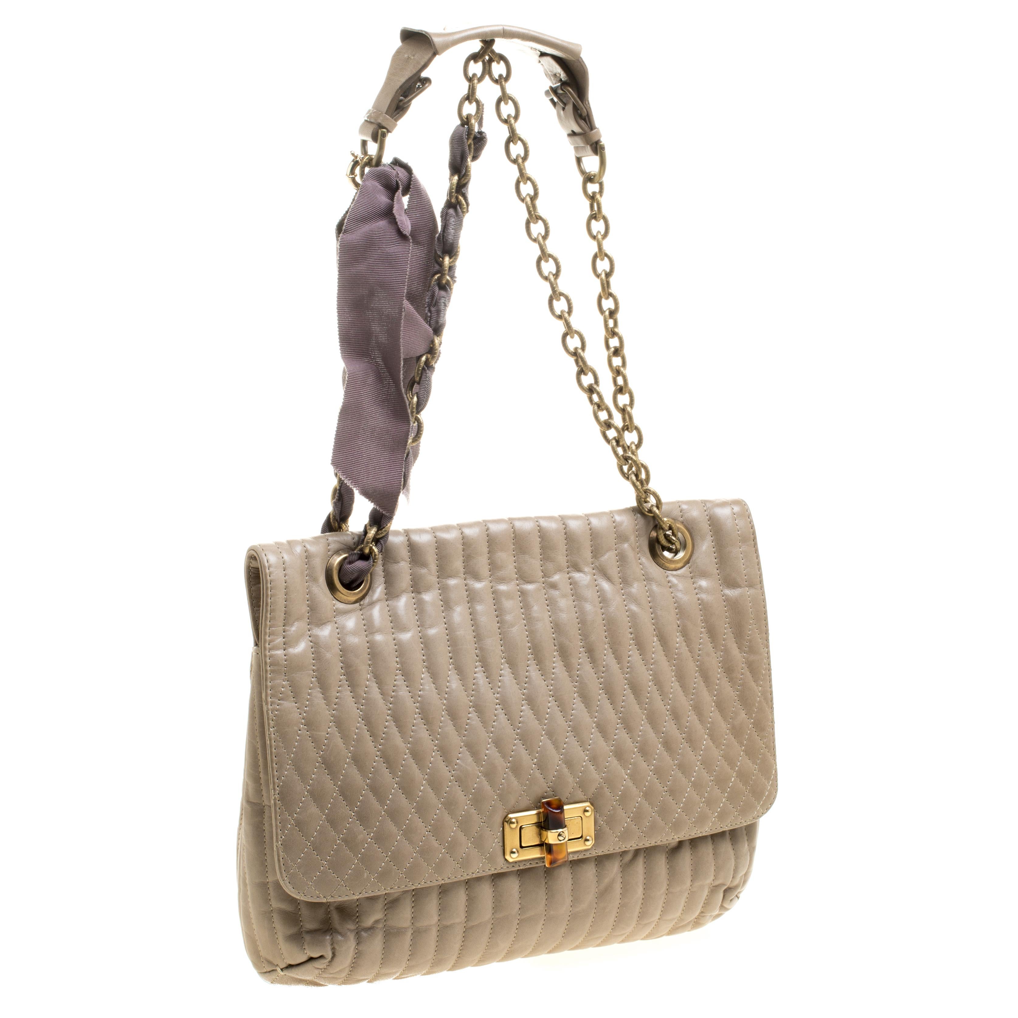 Women's Lanvin Beige Leather Happy Shoulder Bag