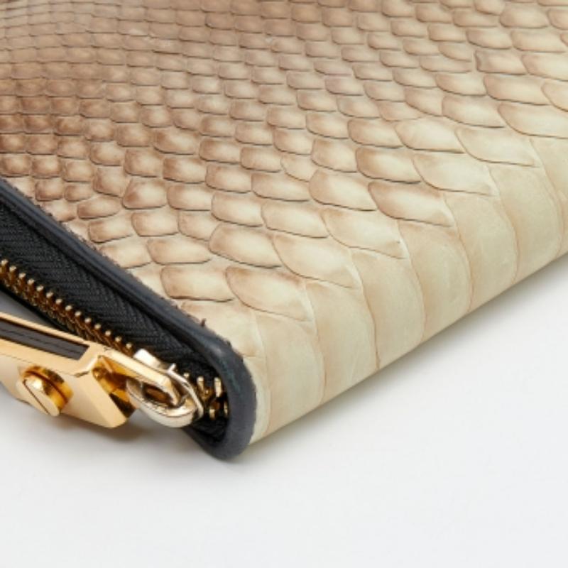 Portefeuille zippé en python beige de Lanvin Pour femmes en vente