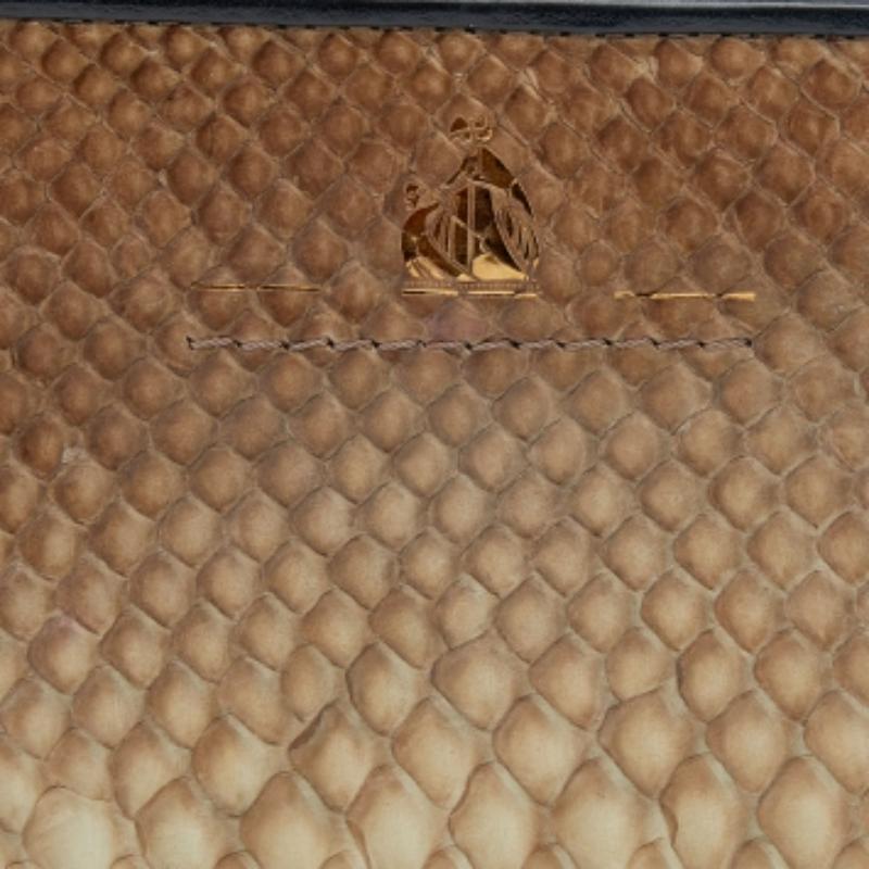 Portefeuille zippé en python beige de Lanvin en vente 1