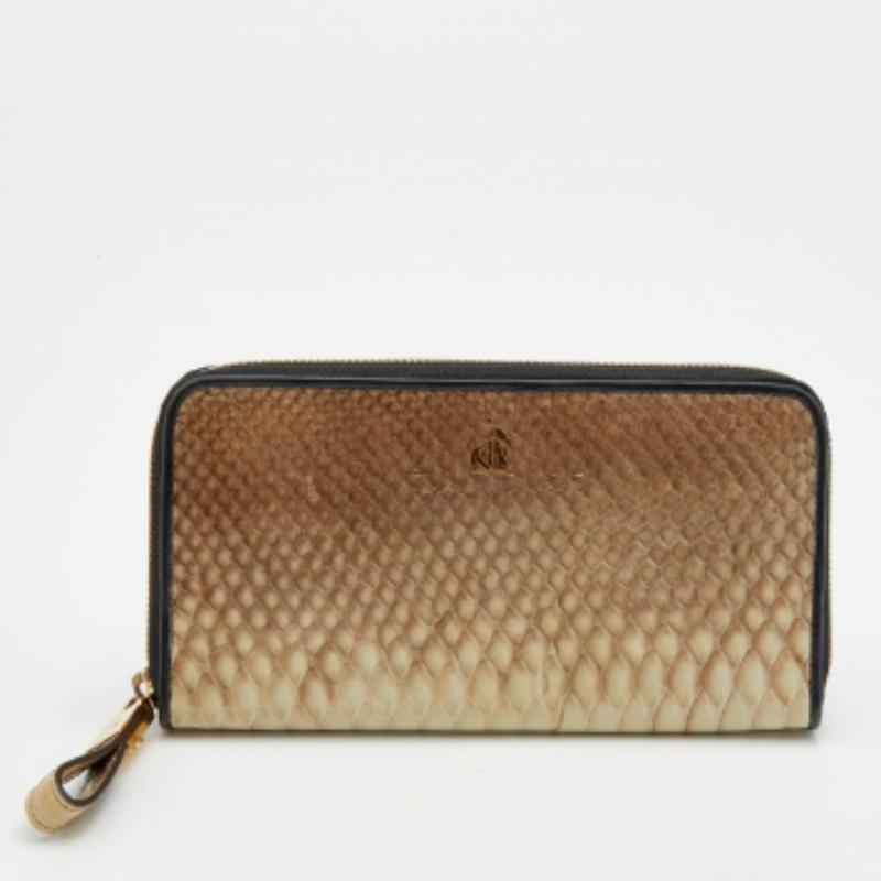 Lanvin Beige Python Zip um Brieftasche