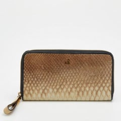 Lanvin Beige Python Zip um Brieftasche