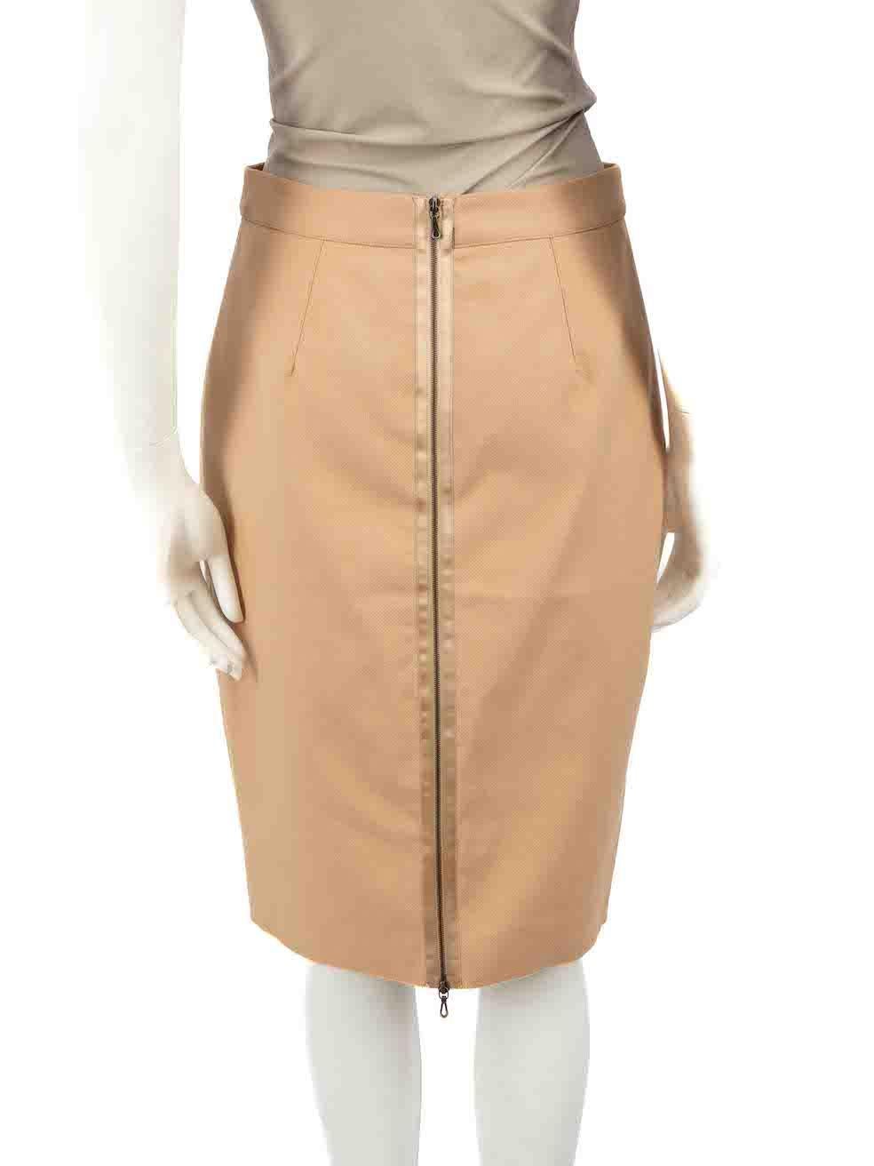 Lanvin Beige Raw Edge Pencil Skirt Size M In Good Condition For Sale In London, GB