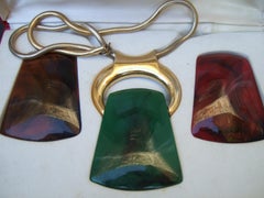 LANVIN Bijoux Sleek Trio of Interchangeable Resin Pendant Necklace c 1970s
