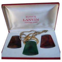LANVIN Bijoux Sleek Trio of Interchangeable Resin Pendant Necklace c 1970s