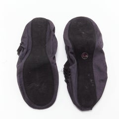 LANVIN Schwarze 100% Seiden-Satin-Logo-Set mit schlafender Flats-Maske EU37 mit Logo-Stickerei